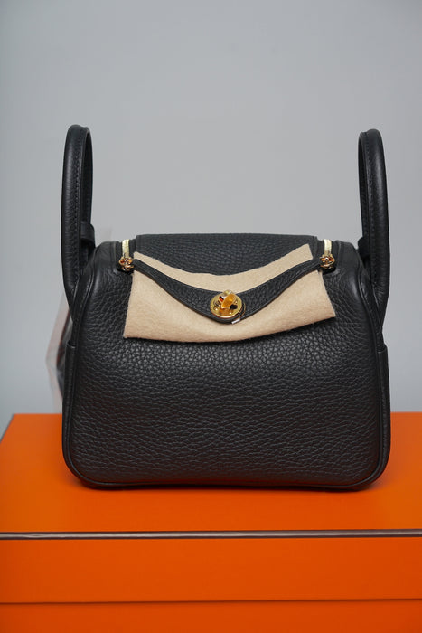Hermes Mini Lindy II in Noir Ghw (Brand New)