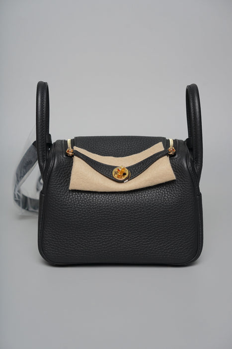 Hermes Mini Lindy II in Noir Ghw (Brand New)