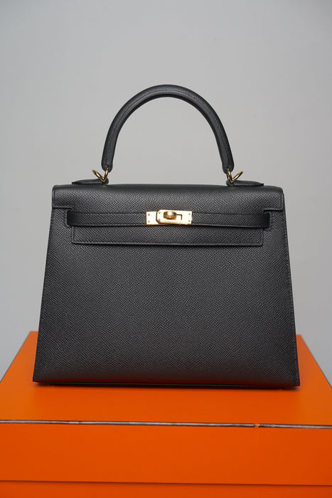 Hermes Kelly 25 II Sellier in Noir Epsom Ghw (Brand New)