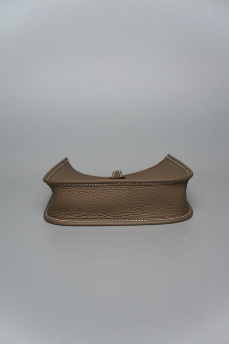 Hermes Mini Evelyne Short in Etoupe / Bleu Indigo Ghw (Brand New)