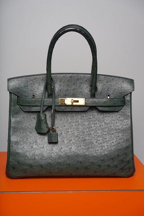 Hermes Birkin 30 in Vert Titien Ostrich Ghw