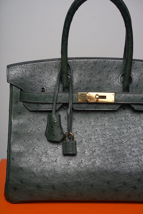 Hermes Birkin 30 in Vert Titien Ostrich Ghw