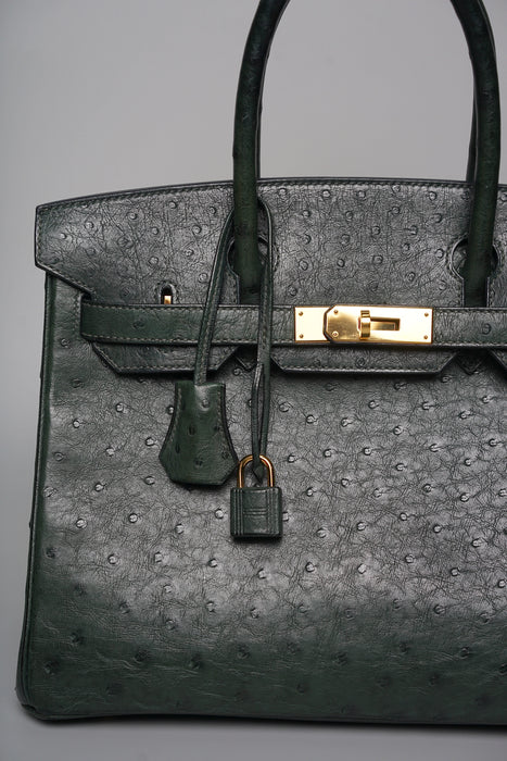 Hermes Birkin 30 in Vert Titien Ostrich Ghw