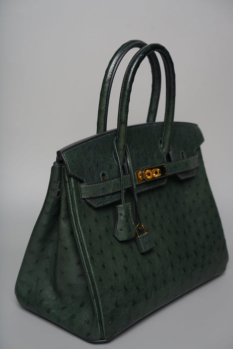 Hermes Birkin 30 in Vert Titien Ostrich Ghw