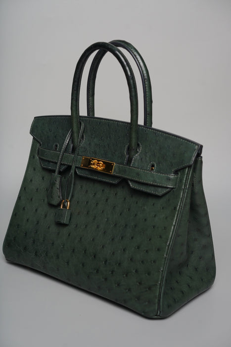 Hermes Birkin 30 in Vert Titien Ostrich Ghw
