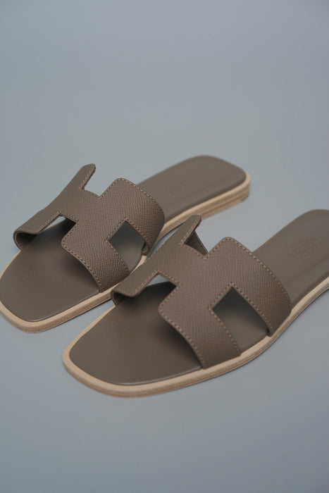 Hermes Oran Sandals in Etoupe Size 37 (Brand New)