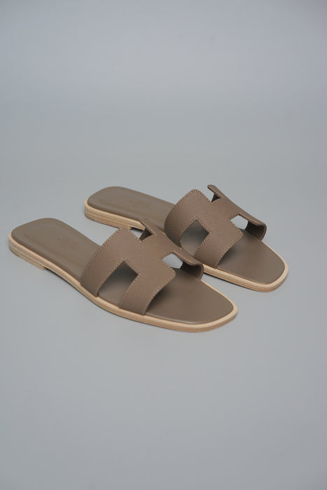 Hermes Oran Sandals in Etoupe Size 37 (Brand New)