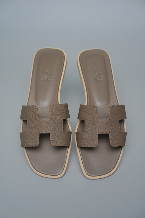 Hermes Oran Sandals in Etoupe Size 37 (Brand New)