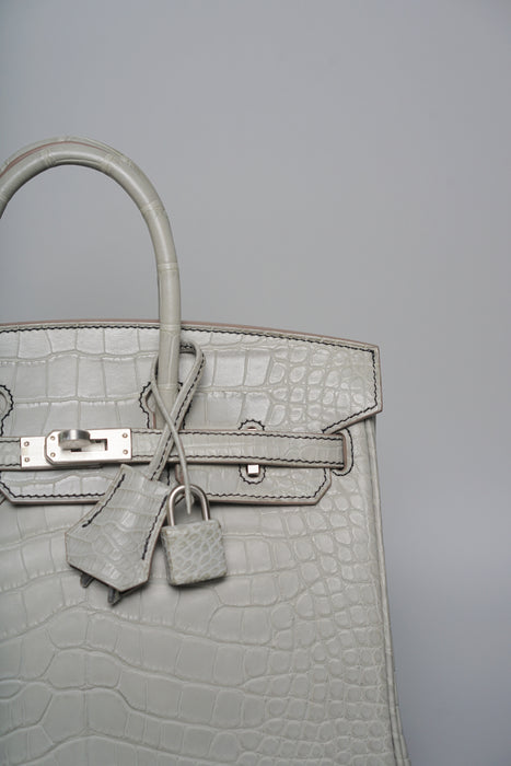 Hermes Birkin 25 HSS in Gris Perle Matte Brushed Phw (Brand New)