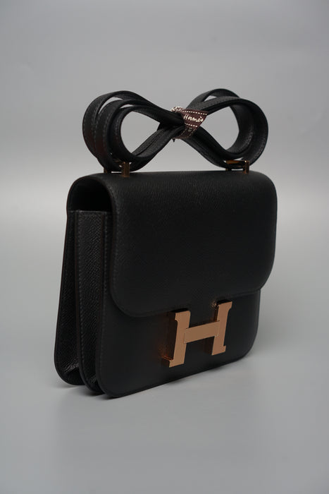 Hermes Constance 18 in Black Epsom Rghw (Brand New)