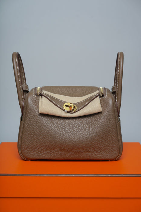 Hermes Mini Lindy in Etoupe Ghw