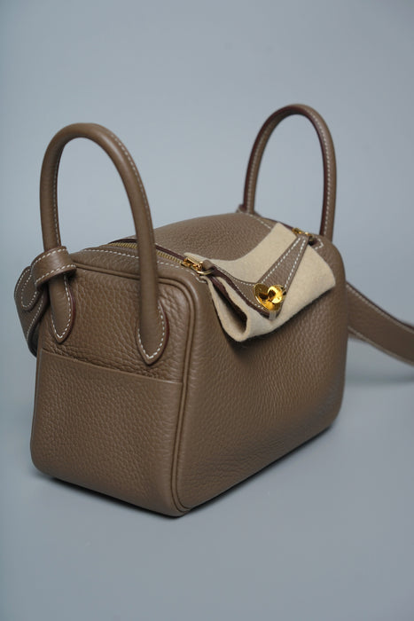 Hermes Mini Lindy in Etoupe Ghw