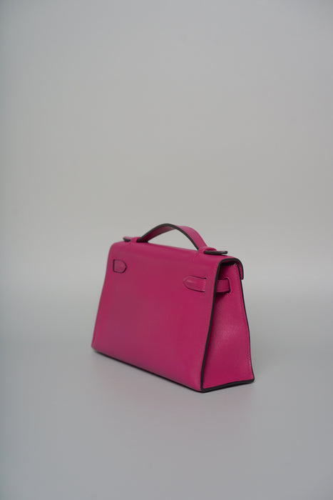 Hermes Kelly Pochette in Rose Pourpre Swift Phw