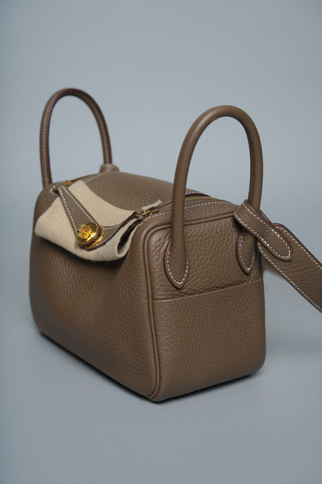 Hermes Mini Lindy in Etoupe Ghw