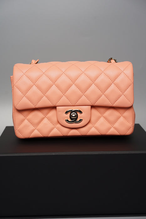 Chanel Mini Rectangular in Peach Lambskin (Brand New)