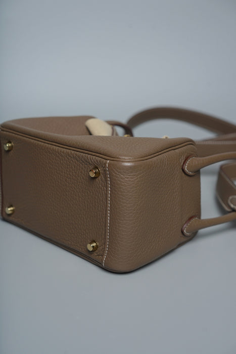 Hermes Mini Lindy in Etoupe Ghw