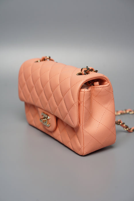 Chanel Mini Rectangular in Peach Lambskin (Brand New)