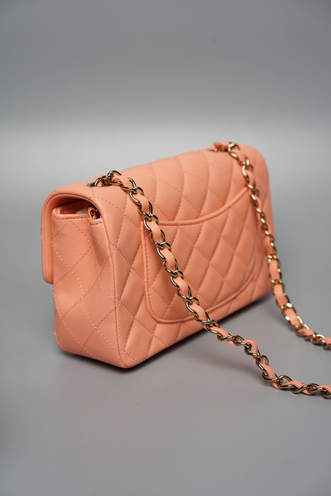 Chanel Mini Rectangular in Peach Lambskin (Brand New)