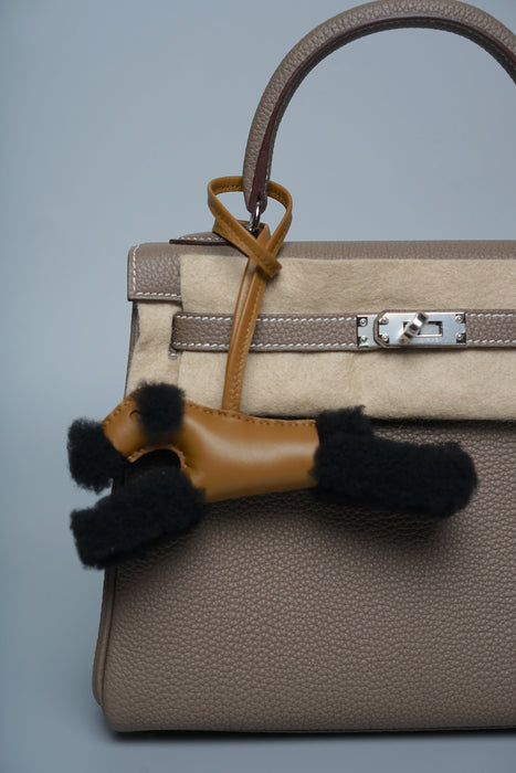 Hermes Wool Budy Charm in Noir/Kraft (Brand New)