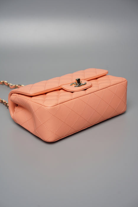 Chanel Mini Rectangular in Peach Lambskin (Brand New)