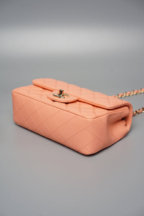 Chanel Mini Rectangular in Peach Lambskin (Brand New)