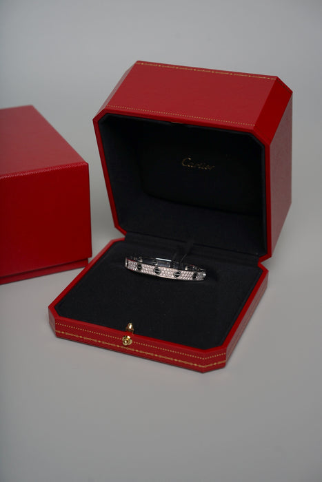 Cartier Love Bracelet, Full Paved Diamonds in White Gold Size 15 (Brand New)