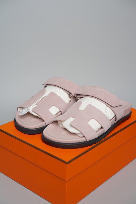 Hermes Chypre Sandals in Rose Porcelaine Size 37 (Brand New)