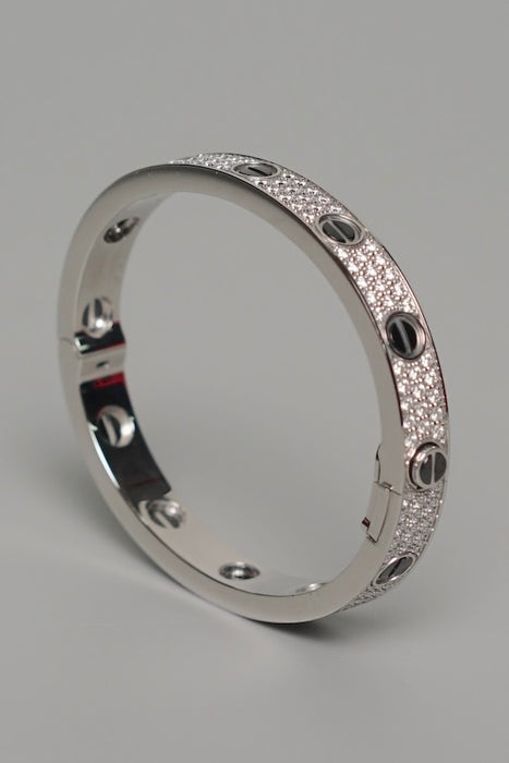 Cartier Love Bracelet, Full Paved Diamonds in White Gold Size 15 (Brand New)