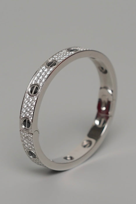 Cartier Love Bracelet, Full Paved Diamonds in White Gold Size 15 (Brand New)