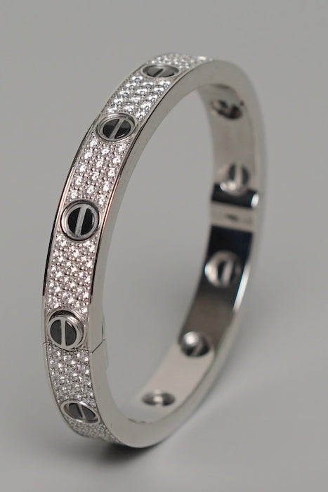 Cartier Love Bracelet, Full Paved Diamonds in White Gold Size 15 (Brand New)