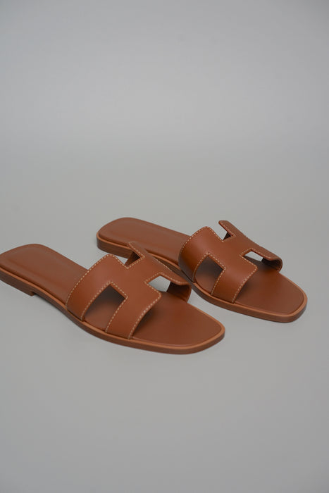 Hermes Oran Sandals in Gold Size 37 (Brand New)