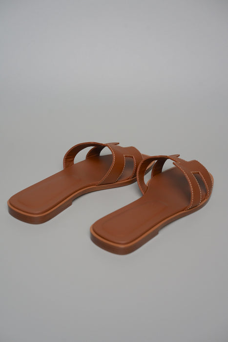 Hermes Oran Sandals in Gold Size 37 (Brand New)