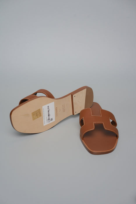 Hermes Oran Sandals in Gold Size 37 (Brand New)