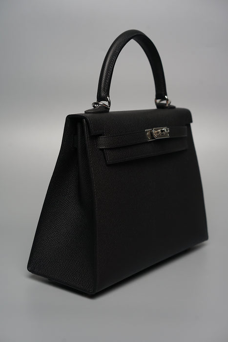 Hermes Kelly 25 Sellier Black Phw (Brand New)