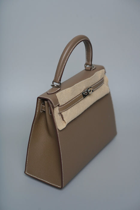 Hermes Kelly 25 Sellier in Etoupe Epsom Phw