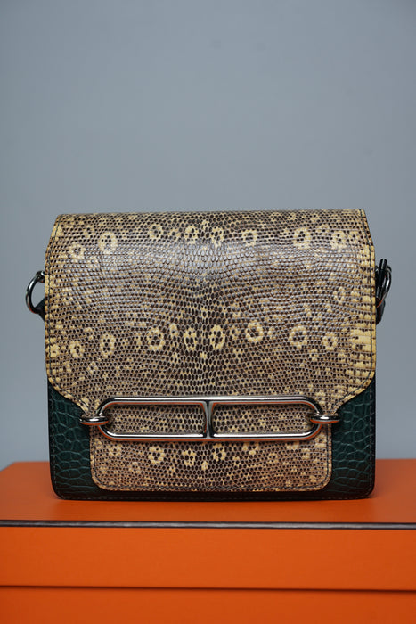 Hermes Mini Roulis in Ombre Lizard/ Vert Rousseau Alligator Phw