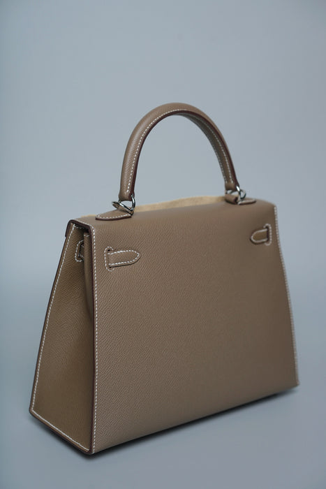 Hermes Kelly 25 Sellier in Etoupe Epsom Phw