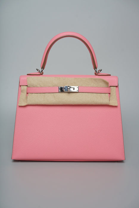 Hermes Kelly 25 Sellier in Rose Confetti Epsom Phw (Brand New)