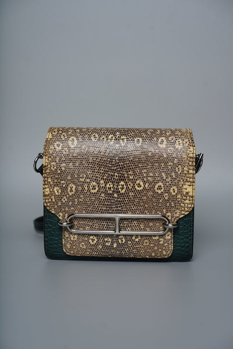 Hermes Mini Roulis in Ombre Lizard/ Vert Rousseau Alligator Phw