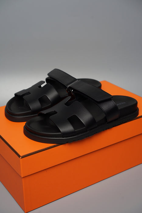 Hermes Men's Chypre Sandals in Black Size 40 (Brand New)