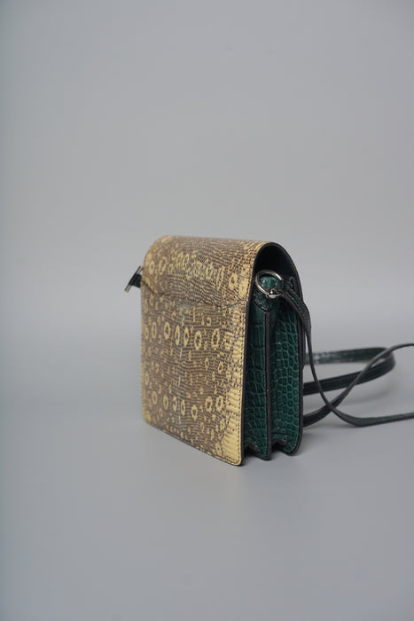 Hermes Mini Roulis in Ombre Lizard/ Vert Rousseau Alligator Phw