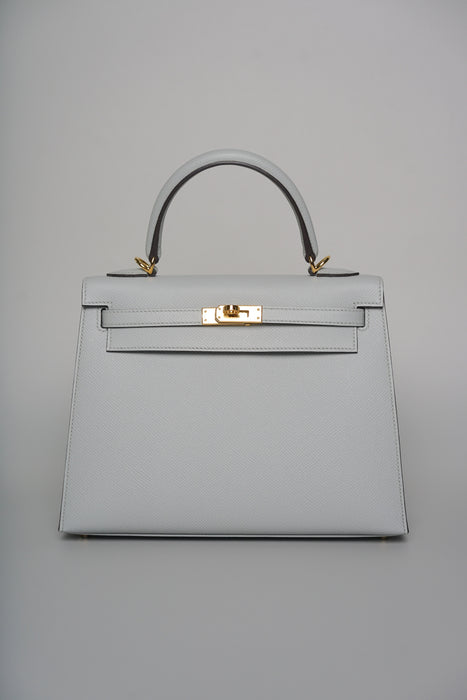 Hermes Kelly 25 in Blue Glacier Epsom Ghw