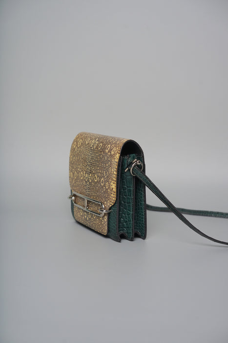 Hermes Mini Roulis in Ombre Lizard/ Vert Rousseau Alligator Phw