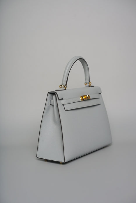 Hermes Kelly 25 in Blue Glacier Epsom Ghw