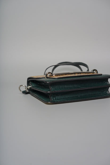Hermes Mini Roulis in Ombre Lizard/ Vert Rousseau Alligator Phw