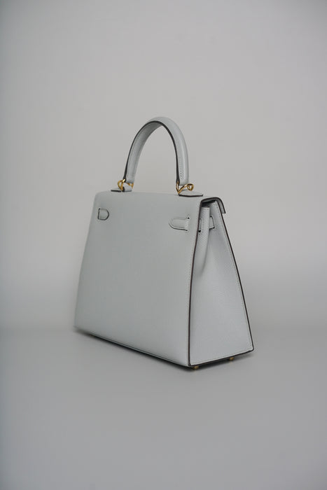 Hermes Kelly 25 in Blue Glacier Epsom Ghw