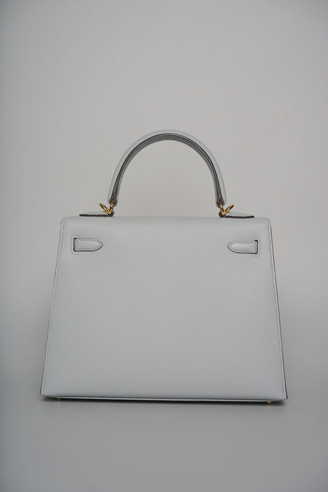 Hermes Kelly 25 in Blue Glacier Epsom Ghw