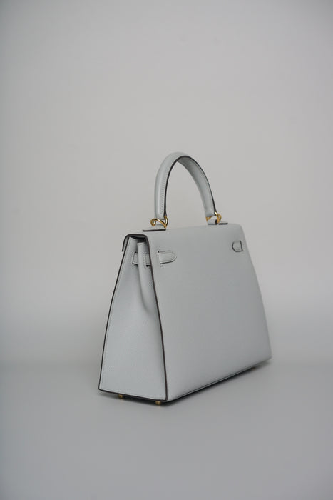 Hermes Kelly 25 in Blue Glacier Epsom Ghw