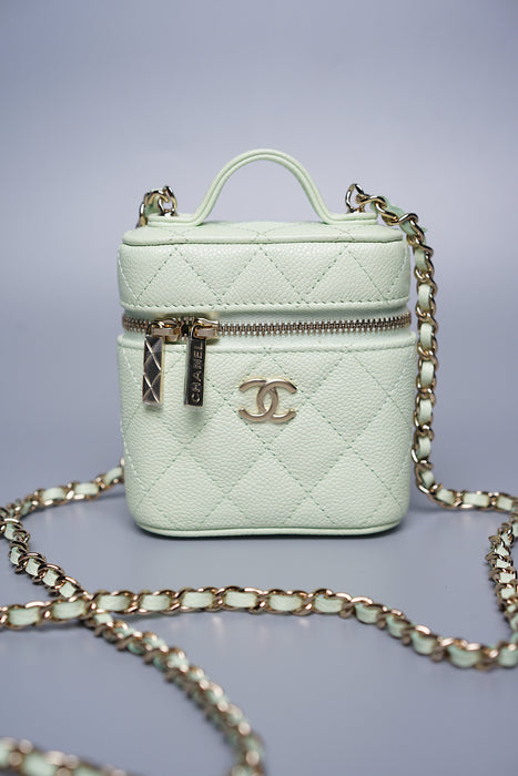 Chanel 22C Small Vanity with Chain in Light Green (Brand New)