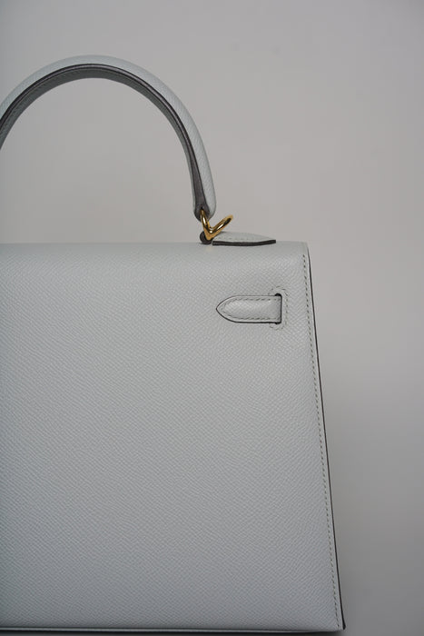 Hermes Kelly 25 in Blue Glacier Epsom Ghw